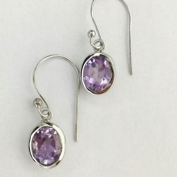 Sterling silver oval cut lavender Amethyst drop earrings 🆕 - Picture 5 of 5